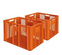 BRB 2 recipientes europeos, 600 x 400 x 410 mm, aptos para alimentos, fondo y paredes perforadas (naranja)