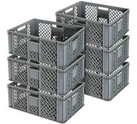 BRB 6 contenedores europeos calados/apilables, 600 x 400 x 240 mm, aptos para alimentos, calidad industrial (gris)