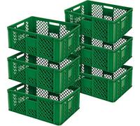 BRB 6 recipientes europeos calados/apilables, 600 x 400 x 240 mm, aptos para alimentos, calidad industrial (verde)