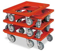 BRB 6 ruedas logísticas para cajas de 600 x 400 mm, capacidad de carga 250 kg, color rojo