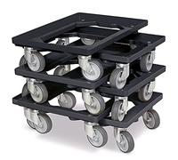 BRB 6 ruedas logísticas para cajas de 600 x 400 mm, capacidad de carga de 250 kg, color negro