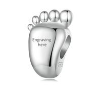 BRBRB Abalorio personalizable con huella de bebé en plata de ley 925 | Joyas personalizadas grabadas for pulseras y collares | Compatible con Pandora, Biagi, Troll y Chamilia