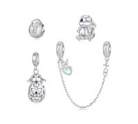 BRBRB Abalorios de huevo de Pascua de plata de ley 925, compatibles con pulseras Pandora/Troll, suministros for hacer joyas de primavera for mujeres y adolescentes (agujero de 0,45 cm)(Set1)