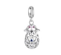 BRBRB Abalorios de huevo de Pascua de plata de ley 925, compatibles con pulseras Pandora/Troll, suministros for hacer joyas de primavera for mujeres y adolescentes (agujero de 0,45 cm)(SCC3044)