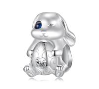 BRBRB Abalorios de huevo de Pascua de plata de ley 925, compatibles con pulseras Pandora/Troll, suministros for hacer joyas de primavera for mujeres y adolescentes (agujero de 0,45 cm)(SCC3042)