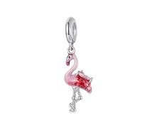 BRBRB Charm de flamenco en plata de ley S925: elegante colgante de pájaro DIY, compatible con Pandora, Biagi, Troll y Chamilia | Joyería hipoalergénica inspirada en la libertad