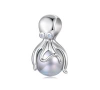 BRBRB Charm de pulpo en plata de ley S925 | Compatible con Pandora, Biagi, Troll y Chamilia | Pulsera y collar DIY con temática oceánica | Caja de regalo y paño de limpieza