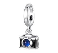 BRBRB Colgante con dije de cámara en plata de ley 925, compatible con pulseras Pandora Biagi Troll Chamilia, suministros for hacer joyas for mujeres, regalo perfecto for amantes de los viajes (caja de