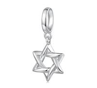 BRBRB Colgante de estrella de seis puntas en plata de ley 925. Cuenta DIY con baño de rodio. Compatible con pulseras, collares y llaveros de Pandora, Biagi, Troll y Chamilia.