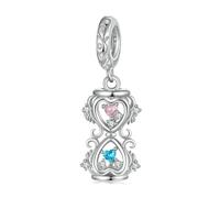 BRBRB Colgante de reloj de arena de primavera en plata de ley S925 for pulseras y collares DIY. Compatible con Pandora, Biagi, Troll y Chamilia. 2,5 x 0,9 cm, agujero de 4,5 mm. Incluye caja de regalo