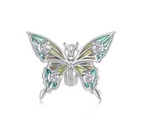 BRBRB Cuenta de mariposa iridiscente de plata esterlina S925 con separador de silicona: abalorio de joyería DIY hipoalergénico compatible con Pandora, Biagi, Troll y Chamilia.