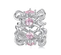 BRBRB Cuenta espaciadora de lazo en plata de ley S925 con circonita cúbica | Diseño calado rosa de ensueño | Compatible con Pandora, Biagi, Troll y Chamilia | Accesorio de joyería DIY | Caja de regalo