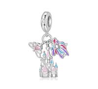 BRBRB Dije de castillo de fuegos artificiales en plata de ley S925. Compatible con pulseras Pandora, Chamilia y Trolls. Cuenta de joyería DIY for collares, llaveros y regalos.