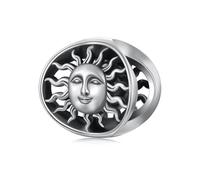 BRBRB Dije de Dios del Sol en plata de ley S925 - Cuenta de joyería DIY con circonita 3A compatible con Pandora, Biagi, Troll y Chamilia - Espaciador de pulsera espiritual for collar y llavero