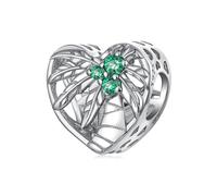 BRBRB Dije de palmera de playa de doble cara en plata de ley S925 - Cuenta DIY con temática oceánica compatible con Pandora, Biagi, Troll y Chamilia | Joyería de verano hipoalergénica