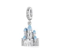 BRBRB Dijes de cuentas de Castillo de Ensueño for joyería DIY - Colgante de plata de ley S925 compatible con pulseras Pandora/Chamilia - Regalo romántico de cuento de hadas for cumpleaños y Navidad