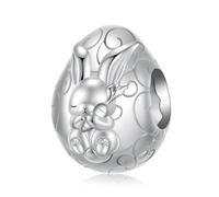 BRBRB Dijes de huevos de conejito de Pascua infantiles for pulseras, cuentas colgantes de plata de ley 925 for hacer tú mismo, compatibles con pulseras y collares de Pandora, regalo de San Valentín, j