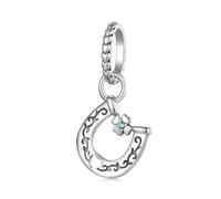 BRBRB Dijes de trébol de cuatro hojas con forma de herradura for pulseras, cuentas colgantes de plata de ley 925 for hacer tú mismo, compatibles con pulseras y collares Pandora, regalo de San Valentín