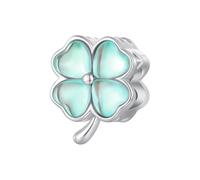 BRBRB Dijes de trébol de cuatro hojas de cristal de fantasía for pulseras, cuentas colgantes de plata de ley 925 for hacer tú mismo, compatibles con pulseras y collares de Pandora, regalo de San Valen