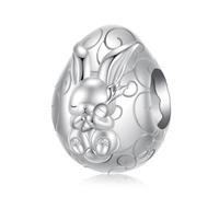 BRBRB Dijes divertidos de huevos de conejito de Pascua for pulseras, cuentas colgantes de plata de ley 925 for hacer tú mismo, compatibles con pulseras y collares Pandora, regalo de San Valentín, joye