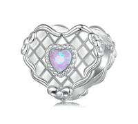 BRBRB Dijes DIY de vajilla romántica francesa - Plata de ley S925 compatible con pulseras Pandora/Biagi Regalos de lujo for cumpleaños, Navidad y aniversarios(Heart-shaped cake beads)
