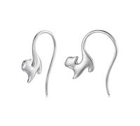 BRBRB Pendientes de gato de plata de ley S925: delicados aros hipoalergénicos con oxidación antigua | Joyas minimalistas de animales, regalo for ella