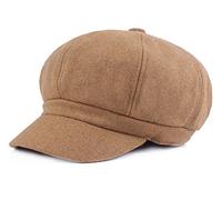 Brcus Gorra de Boina de Estilo Vintage para Mujer con Visera de Panadero, Gorra Plana, marrón Claro, Talla única