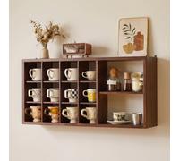 BRCYKRWY Estante de exhibición cuadrado de madera, vitrina de curiosidades montable en la pared, armario de comedor consola, gabinete flotante for sala de estar, cocina(Brown)