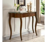 BRCYKRWY Mesa Consola De Madera Semicircular con Cajón,Meditación Y Oración, Altar De Santuario con Forma Redonda,para Recibidor Sala De Estar(Light Walnut,41x14.6x31.5)