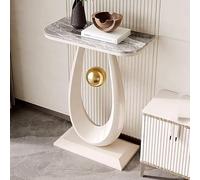 BRCYKRWY Mesa Consola Moderna con Base Dorada,Mesa de Consola Estrecha,Consola Moderna,Mesa Auxiliar semicircular para Sala de Estar,para Sala de Estar,Pasillo,recibidor(White+Gray,40cm/15.7")