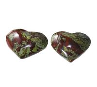 BRDECOR 2pcs curando el corazón del corazón del Cristal Amor preocupación Palma Piedra Jasper de Sangre de dragón Natural Reiki equilibrando el Chakra del Pulgar Regalos de San Valentín,60~70mm