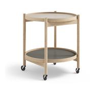 Brdr. Krüger Carrito Bølling Tray Table model 50 Stone. estructura de roble sin tratar