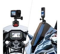 BRDRC Soporte de clip para parabrisas de motocicleta DJI Osmo Action 5/6/4/3/Pocket 3/360, soporte de abrazadera de metal de aluminio de liberación rápida para Insta360 X5/X4/X3, con adaptador de 1/4