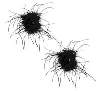 BRDTKUGV 2 brazaletes de plumas negras, pulsera de piel suave, puños esponjosos de felpa, pulseras peludas, pulsera de felpa personalizada, adecuada para accesorios para el cabello de mujer y