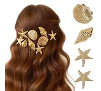 BRDXOOL 4 horquillas para el pelo para mujer, diseño de estrella de mar dorada, pinzas para el pelo, pequeños clips de metal, accesorios para el cabello, adecuados para fiestas, uso diario, casual
