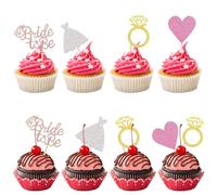 BRDXOOL Juego de 24 adornos dorados en forma de corazón para decoración de tartas de novia para bodas, compromisos, fiestas y despedidas de soltera