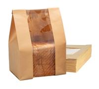 Bread Bags - Paper Window Storage Pack | 50 Paper Bread And Candy Bags With Clear Window, Ideal For Homemade Goods, Bakeries, Coffee Shops, Parties, Restaurants, Farmers Markets, Retail, Catering Even