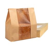 Bread Bags - Paper Window Storage Pack | 50 Paper Bread And Candy Bags With Clear Window, Ideal For Homemade Goods, Bakeries, Coffee Shops, Parties, Restaurants, Farmers Markets, Retail, Catering Even