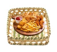 Bread Baskets For Serving - Rustic Bread Basket, Table Accessory For Breakfast | Natural Rattan Weave, With Fabric Insert, Ideal For Rolls, Croissants, Buffet, Dining Table, Country Style, Decorative