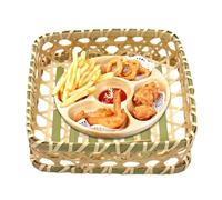 Bread Baskets Serving, Woven Vegetable Baskets, Compact Heavy Duty Decorative Flat Bottom Tray Washable for Cakes, Steamed Buns, Onion, Fruits, Parties Candy Display Kitchen Dining Home