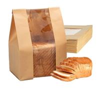 Bread Storage Bags - Paper Snack Storage with Window, Homemade Bread Bag, Clear Display Packaging, Fresh-Keeping Bakery Wrap, Food Service Bag for Bakery, Restaurant, Farmers