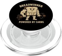 Breadwinner Powered by Carbs - Pesas divertidas para levantamiento de pan para gimnasio PopSockets PopGrip para MagSafe