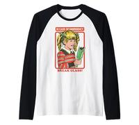 Break Glass Sarcastic Retro Vintage Funny Adult Humor Camiseta Manga Raglan