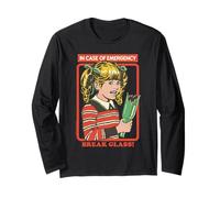 Break Glass Sarcastic Retro Vintage Funny Adult Humor Manga Larga