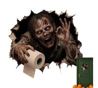 Break Through Wall Toilet Tank Sticker - Spooky Halloween Bathroom Decal