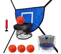 Breakaway Rim Basketball Hoop For Dunking with 4 Mini Basketballs and Pump, Trampoline Attachment Accessories Indoor & Outdoor Use
