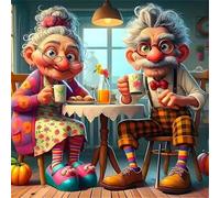 Breakfast Couple Jigsaw Puzzle 150 Pieces 65x65cm/26x26inch, Difficult Jigsaw Puzzles for Adults 150, Beautiful Art Work, Great Festive Puzzle Gift for Men/Women