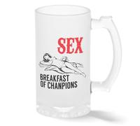 breakfast of Champions Sex parody Taza de cristal pintado transparente Taza para de Beer 500ml