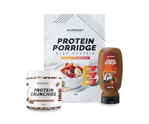 BREAKFAST PACK - PORRIDGE - PROTEIN CRUNCHIES Chocolate con leche y blanco + ZERO SYRUP Caramelo