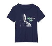 Breaking Bad Walter White with Logo Camiseta, Mujer Tallas Grandes, Azul Marino, 1XL Grande